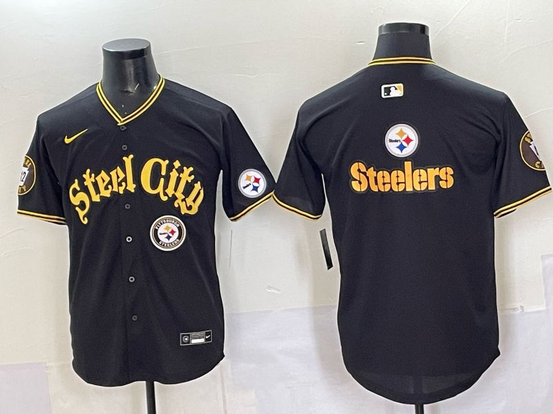 Men 2025 Nike Pittsburgh Steelers Blank Black Limited NFL Jersey style 0068->pittsburgh steelers->NFL Jersey